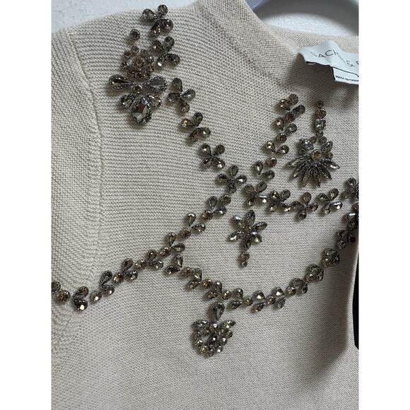Sachin and Babi Charmaine Knit Embellished Merino Wool Sweater Honey XS NWT - Picture 8 of 11
